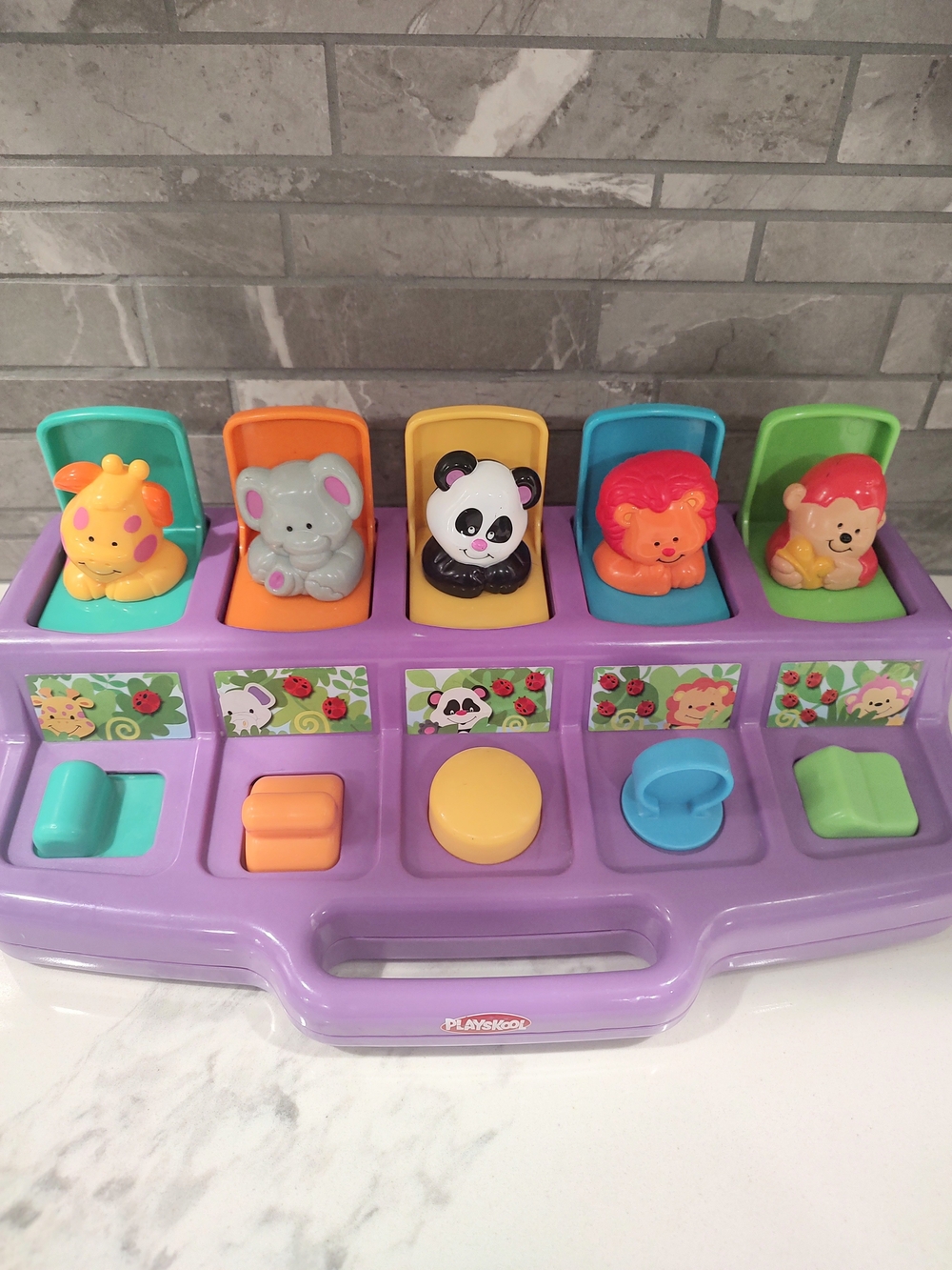 Pop-Up Safari Animal Surprise Toy - Purple with Multicolor Animals